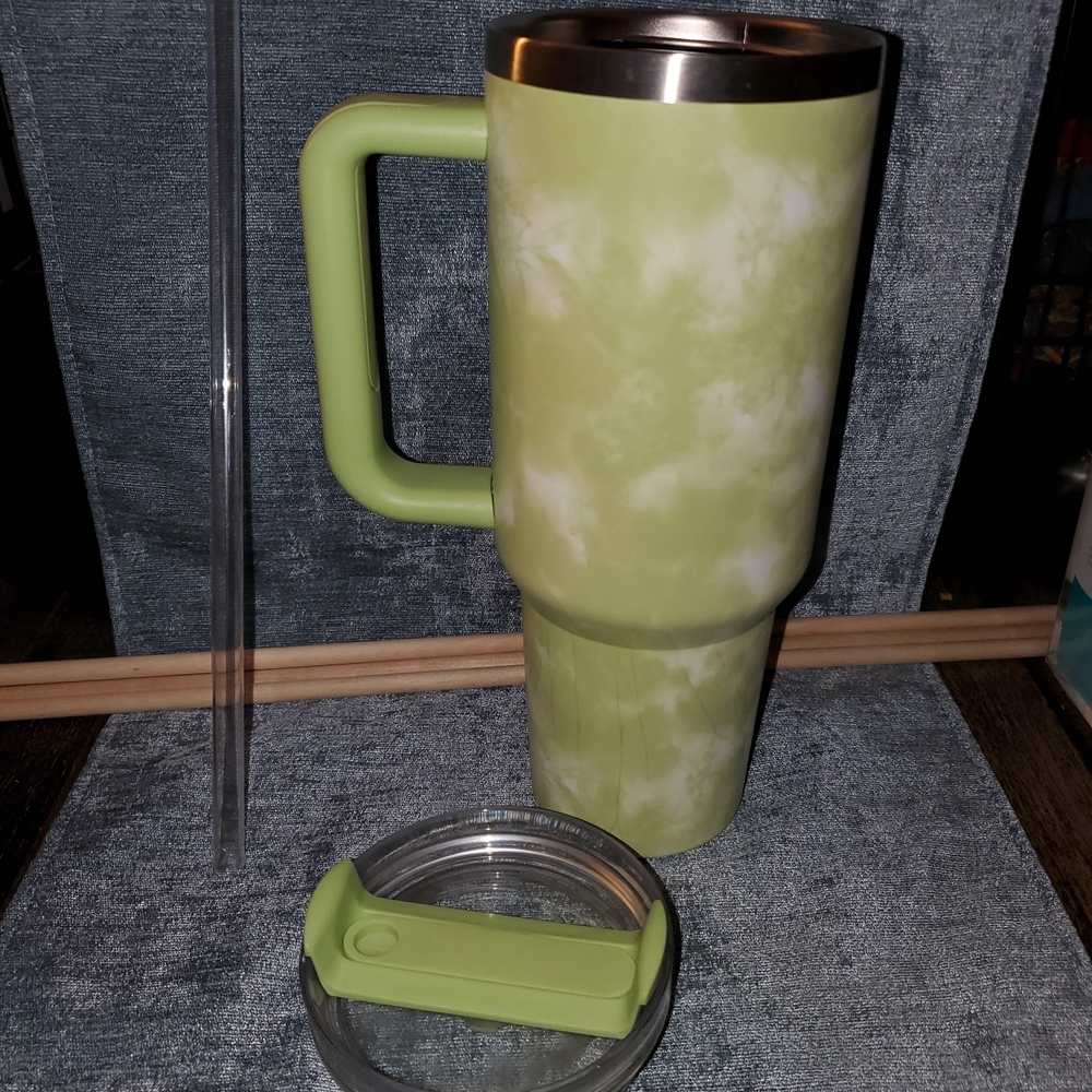 Green Insulated Travel Mug with Handle